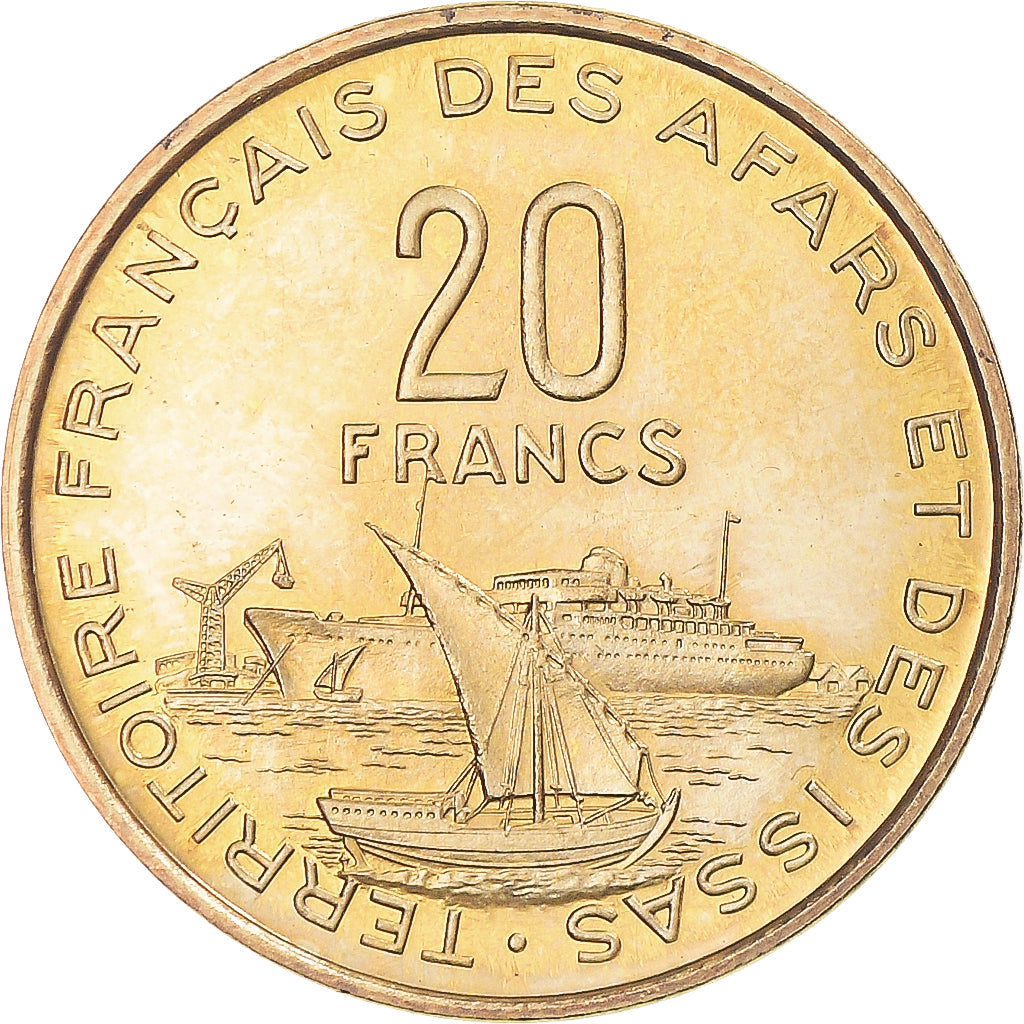 Coin, FRENCH AFARS & ISSAS, 20 Francs, 1968, Paris, ESSAI, MS(64), Brass, KM:E3