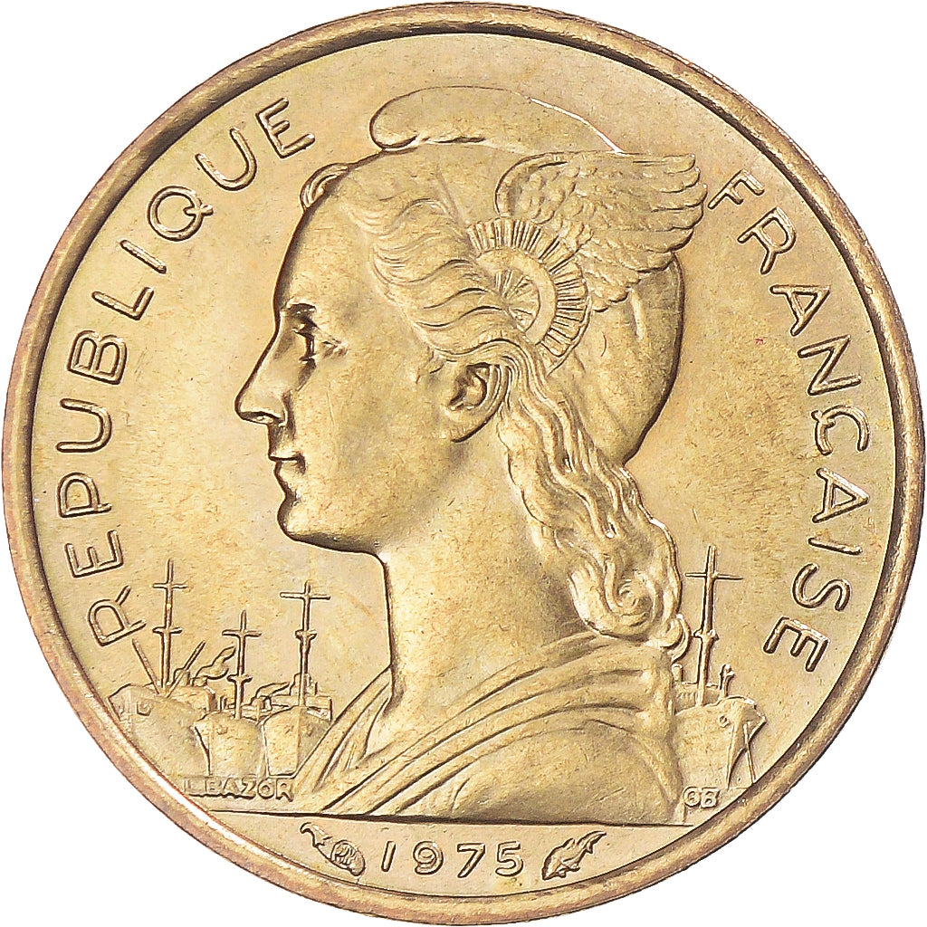 Coin, FRENCH AFARS & ISSAS, 10 Francs, 1975, Paris, MS(64), Aluminum-Bronze