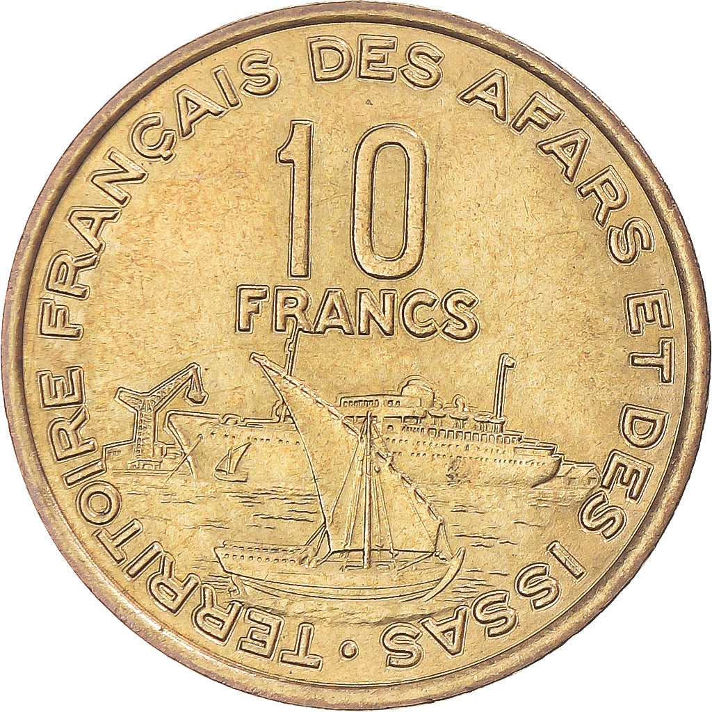 Coin, FRENCH AFARS & ISSAS, 10 Francs, 1975, Paris, MS(64), Aluminum-Bronze