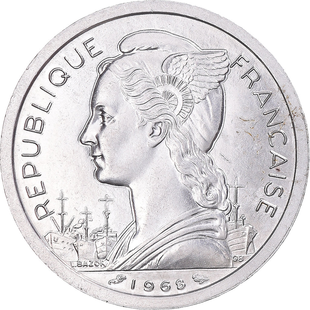 Coin, FRENCH AFARS & ISSAS, 2 Francs, 1968, Paris, MS(60-62), Aluminum, KM:13