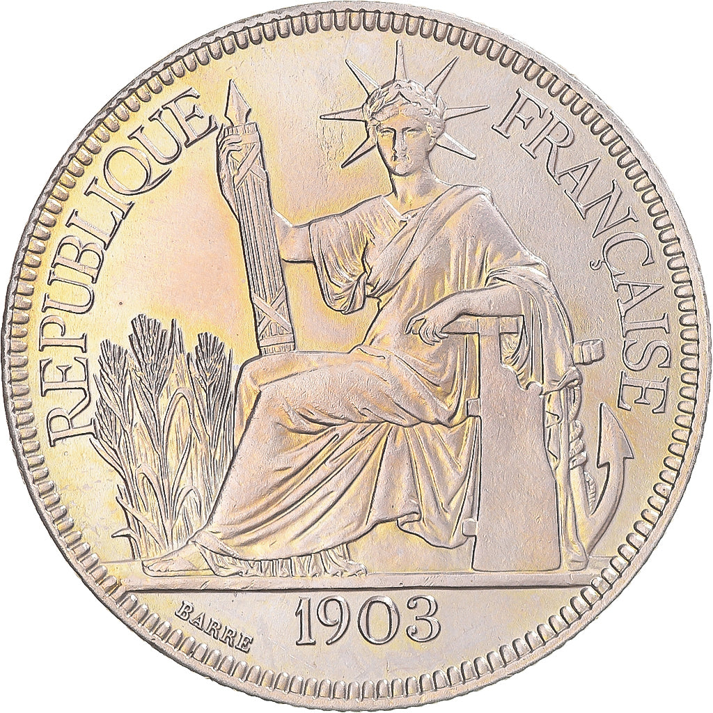 FRENCH INDO-CHINA, Piastre, 1903, Paris, Silver, AU(55-58)