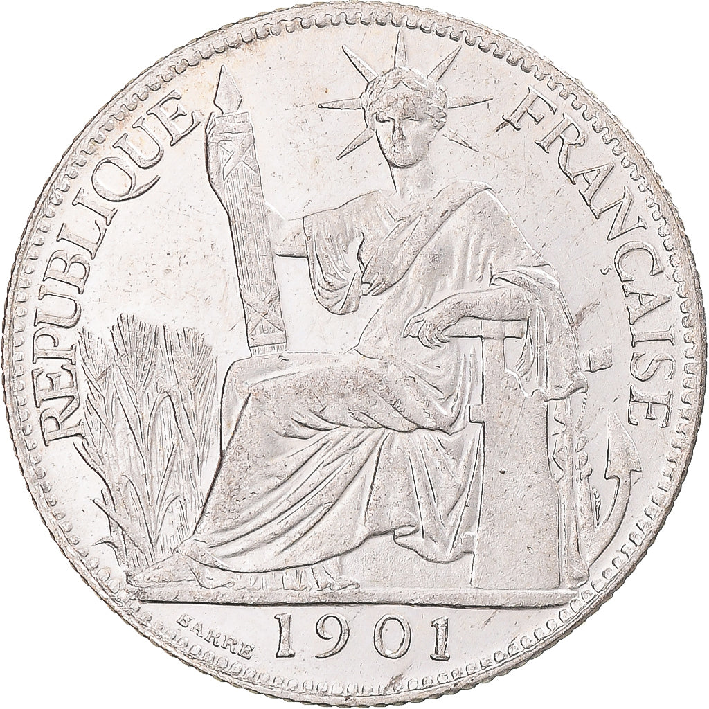 Coin, FRENCH INDO-CHINA, 20 Cents, 1901, Paris, AU(55-58), Silver, KM:10