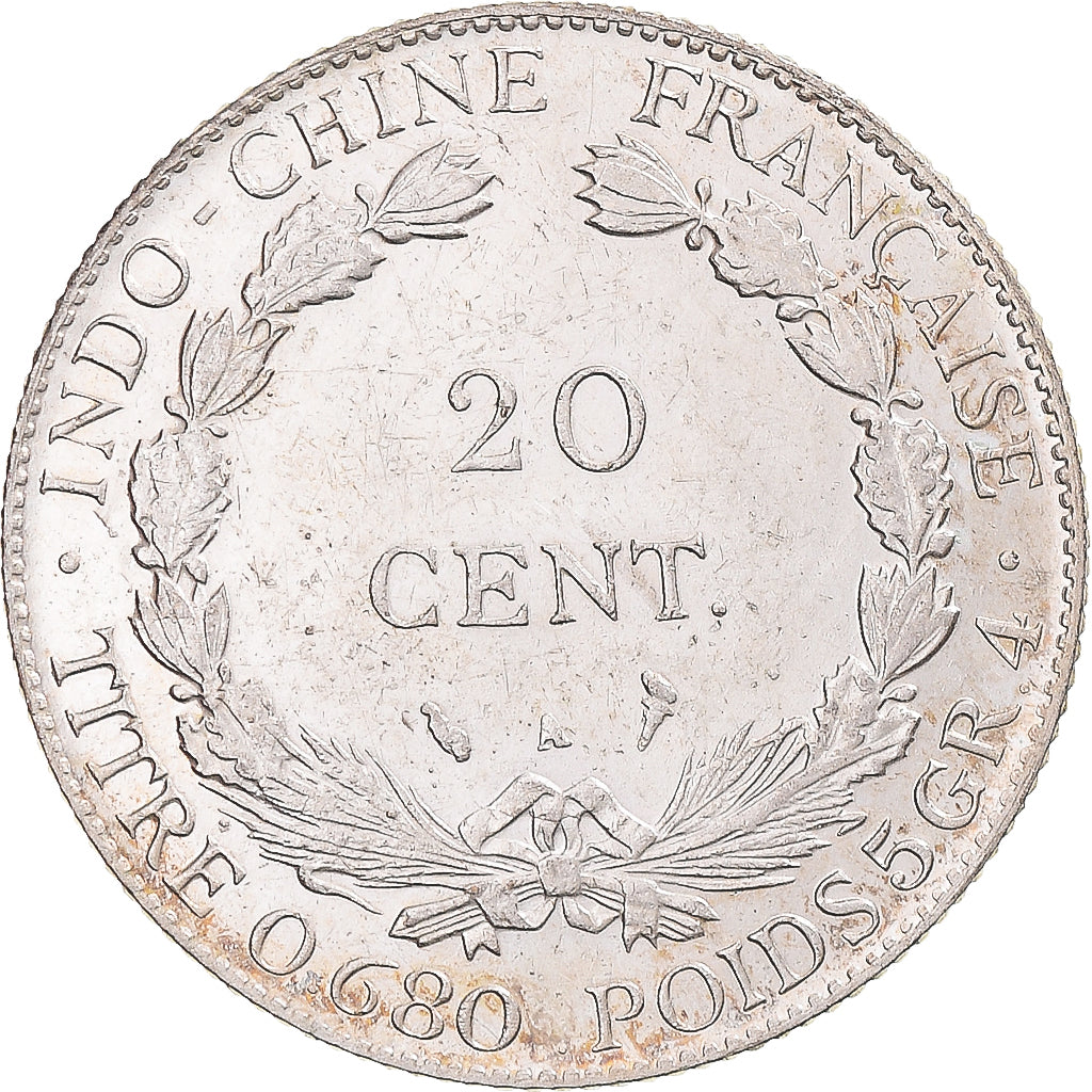 Coin, FRENCH INDO-CHINA, 20 Cents, 1901, Paris, AU(55-58), Silver, KM:10