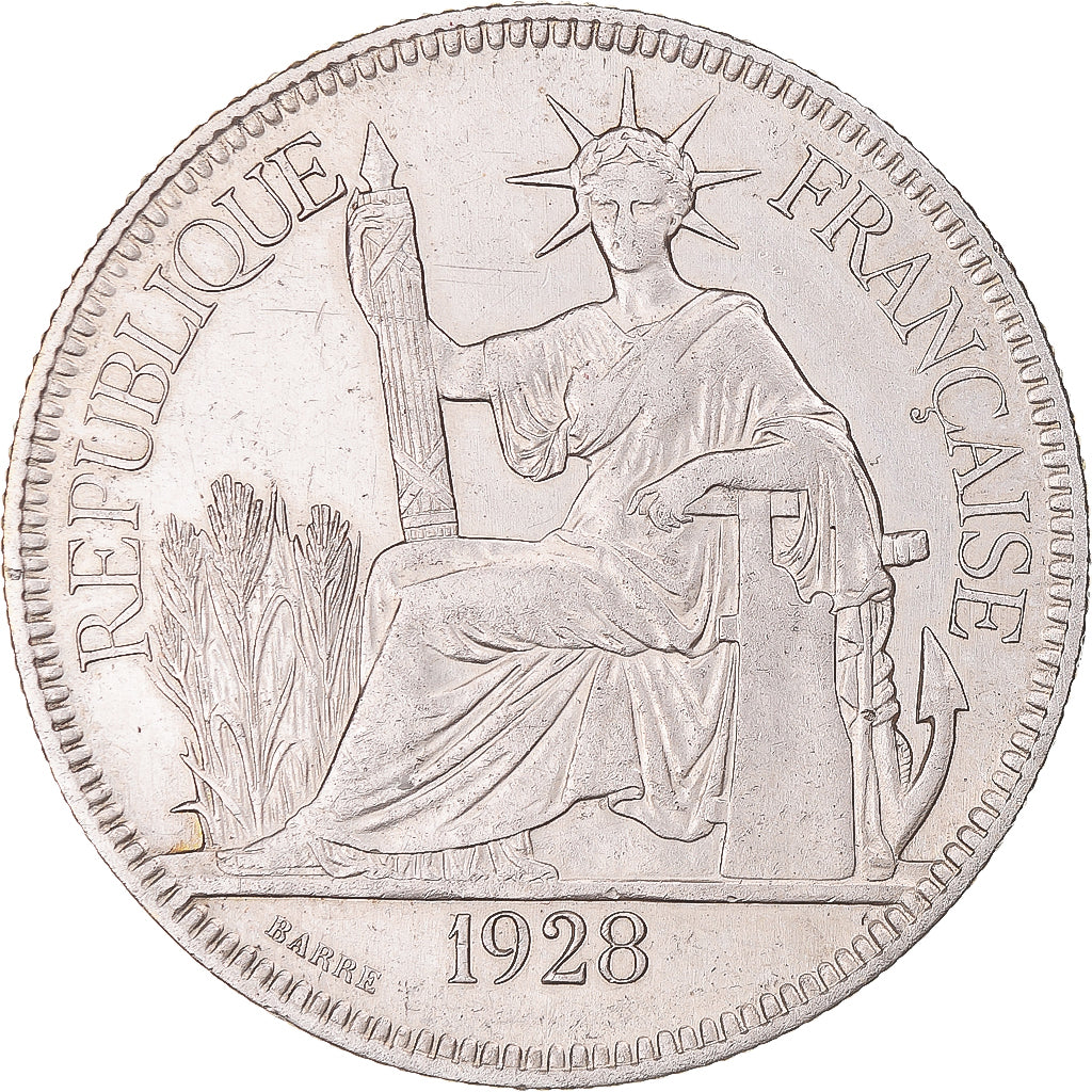 Münze, FRENCH INDO-CHINA, Piastre, 1928, Paris, SS+, Silber, KM:5a.1