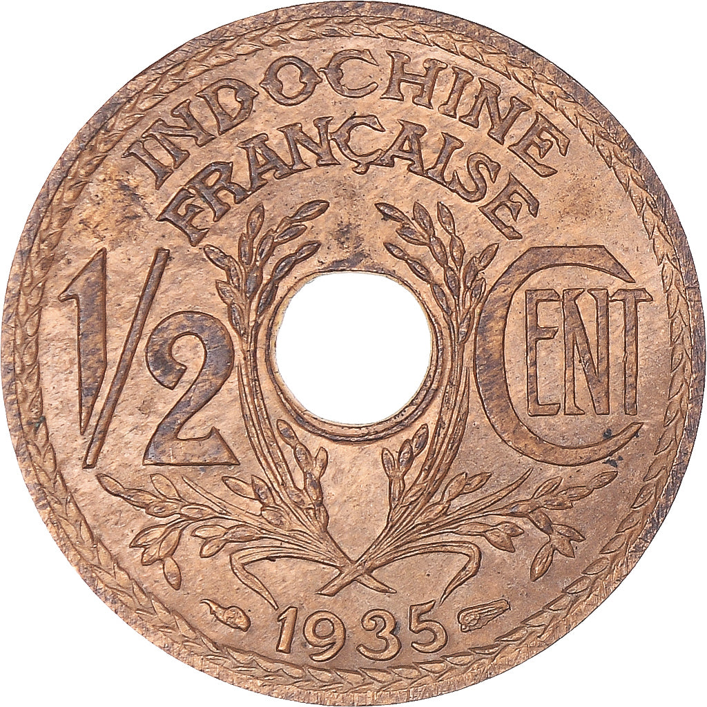 Monnaie, Indochine française, 1/2 Cent, 1935, Paris, TTB+, Bronze, KM:20