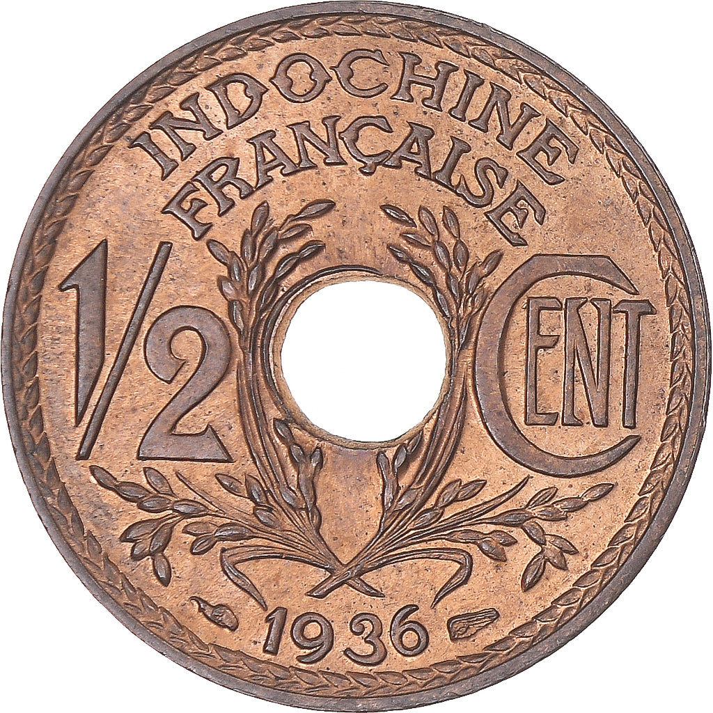 Monnaie, Indochine française, 1/2 Cent, 1936, Paris, SUP, Bronze, KM:20