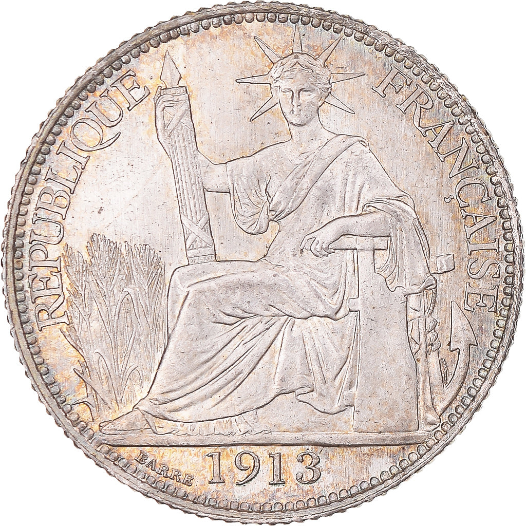 Munten, FRANS INDO-CHINA, 20 Cents, 1913, Paris, PR, Zilver, KM:10