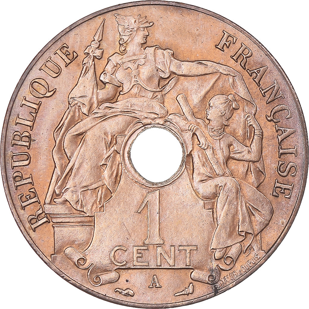 Munten, FRANS INDO-CHINA, Cent, 1909, Paris, PR, Bronzen, KM:12.1
