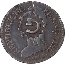 Coin, Guadeloupe, Dupré, 5 Centimes, Lille, Countermarked G, EF(40-45), Bronze