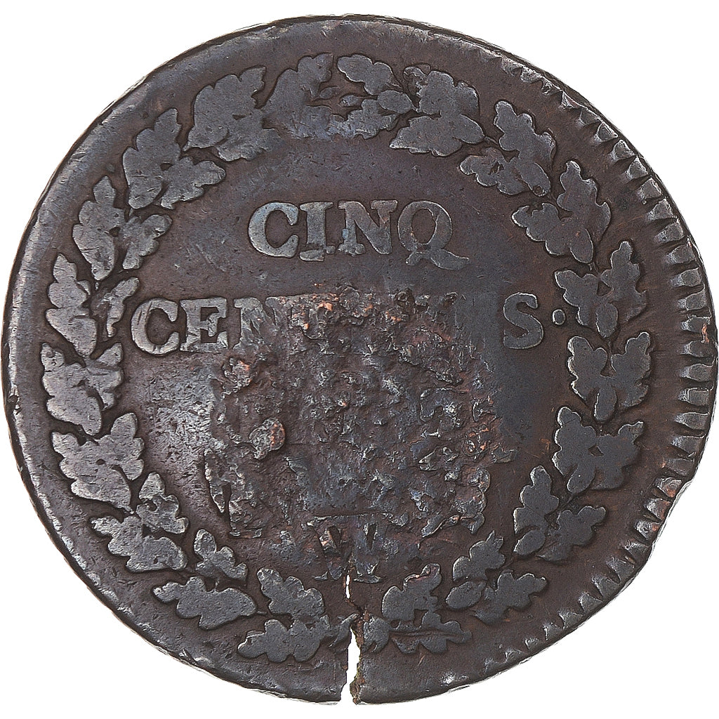 Coin, Guadeloupe, Dupré, 5 Centimes, Lille, Countermarked G, EF(40-45), Bronze