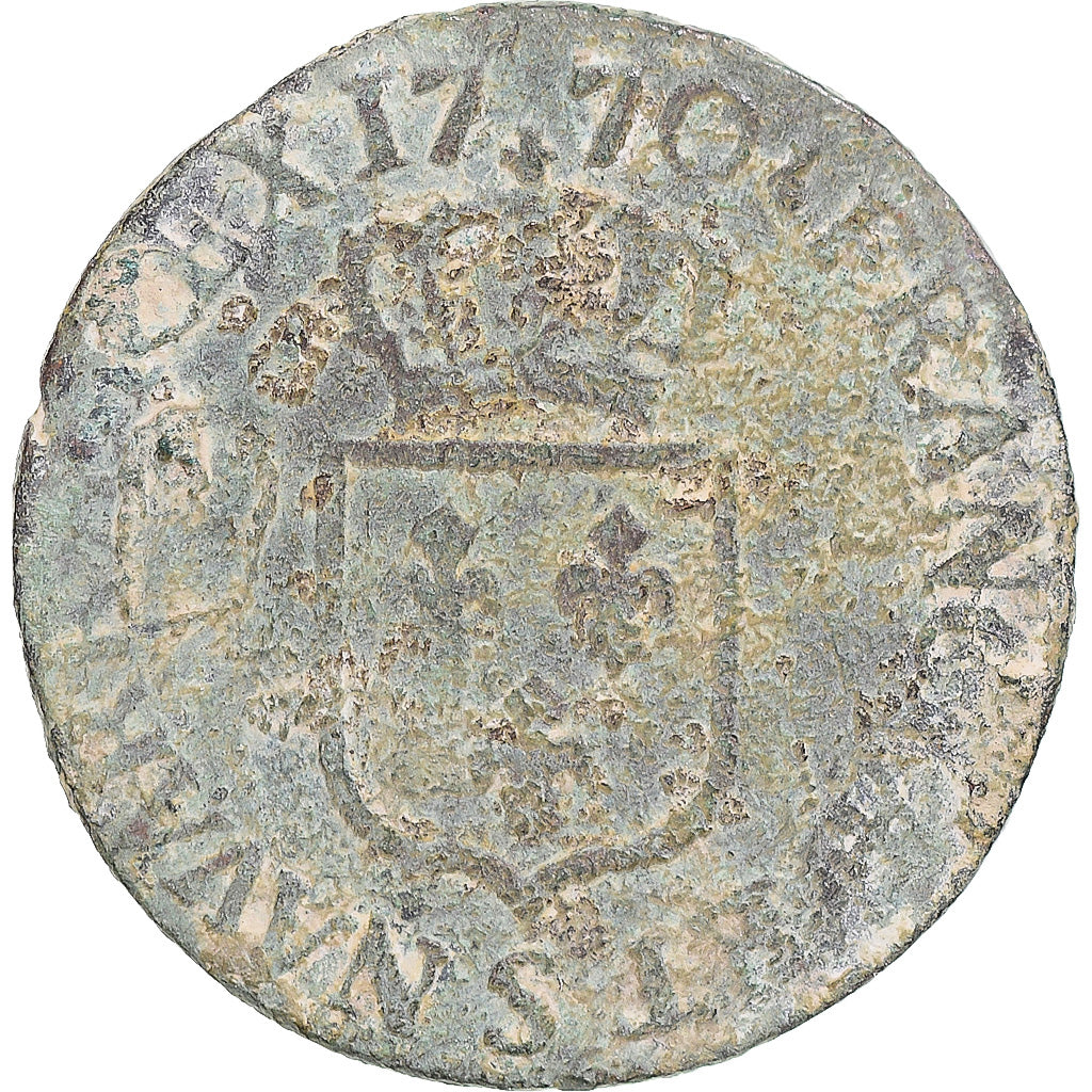 Coin, France, Louis XV, 1/2 Sol à la vieille tête, 1770, Reims, F(12-15)