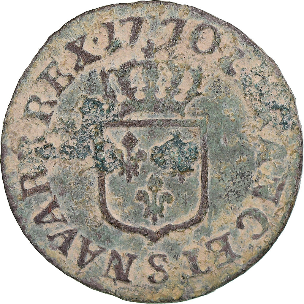 Coin, France, Louis XV, Liard à la Vieille Tête, 1770, Reims, F(12-15)