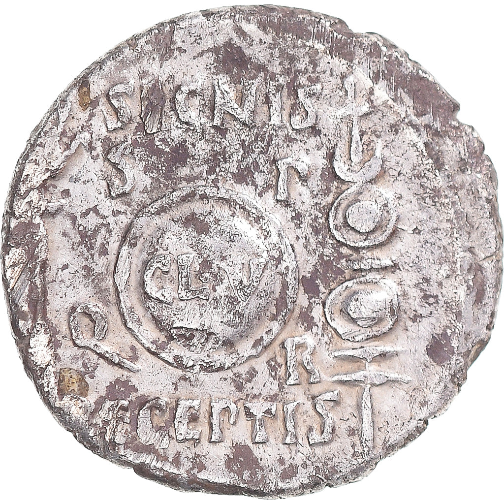Moneda, Augustus, Denarius, 19 BC, Fourrée, BC+, Plata chapada en cobre, RIC:86