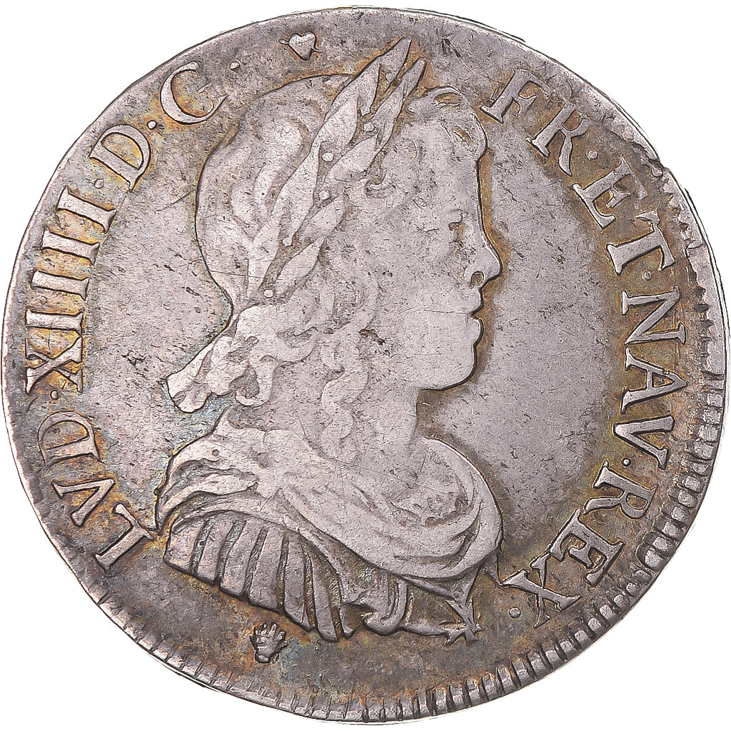 Monnaie, France, Louis XIV, 1/4 Écu à la mèche longue, 1647, Toulouse, TB+
