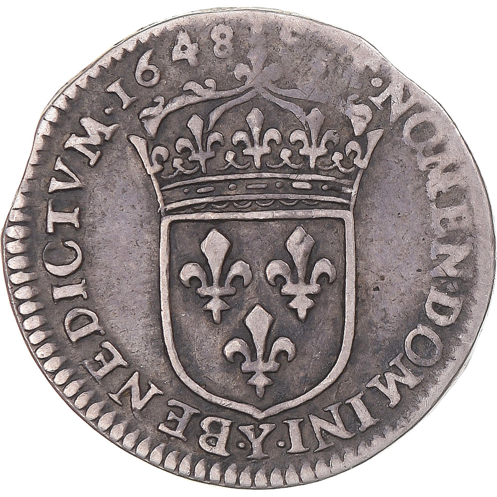 Coin, France, Louis XIV, 1/12 Ecu à la mèche longue, 1648, Bourges, VF(30-35)