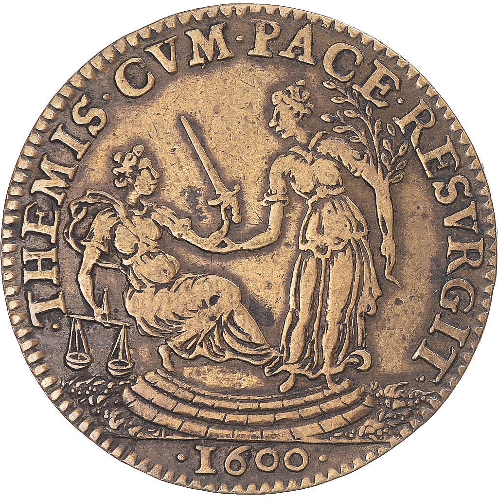 France, Jeton, Henri IV, La Justice réapparaît avec la paix, 1600, TTB