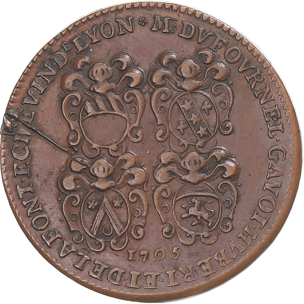 France, Token, Consulat de Lyon, Benoît Cachet de Montesan, 1705, AU(50-53)