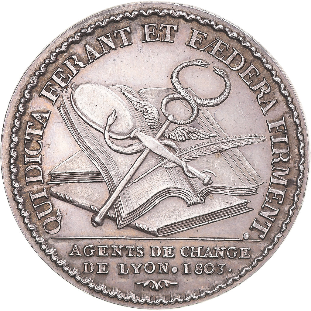 France, Token, Agents de Change de Lyon, 1803, AU(55-58), Silver