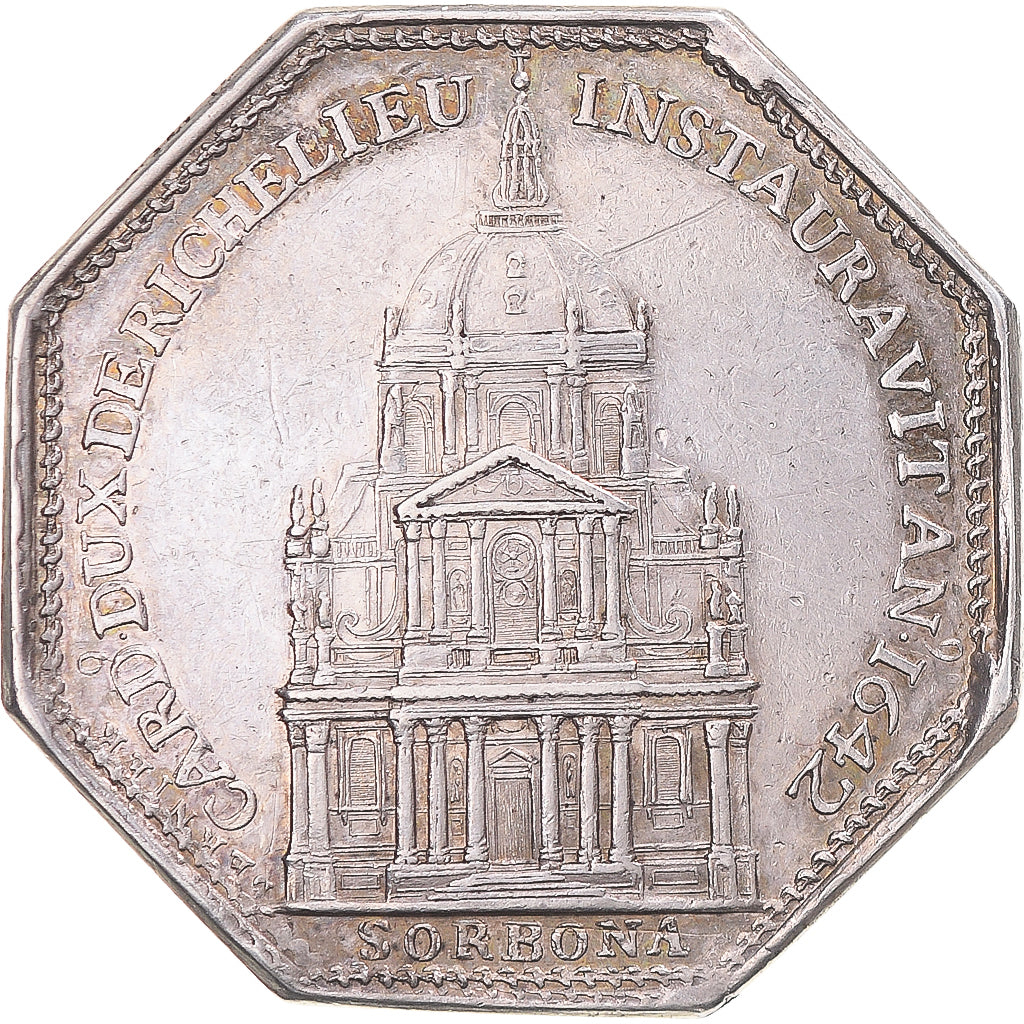 France, Token, Robert de Sorbon, La Sorbonne, 1642, AU(50-53), Silver