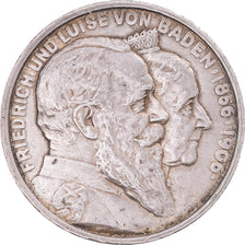 Coin, German States, BADEN, Friedrich I, 5 Mark, 1906, Karlsruhe, AU(50-53)