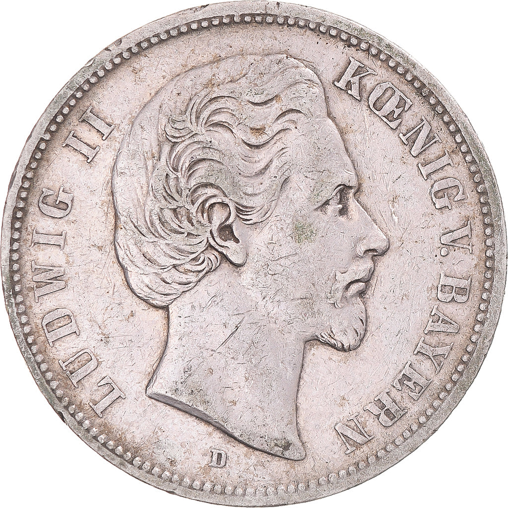 Coin, German States, BAVARIA, Ludwig II, 5 Mark, 1874, Munich, VF(30-35)