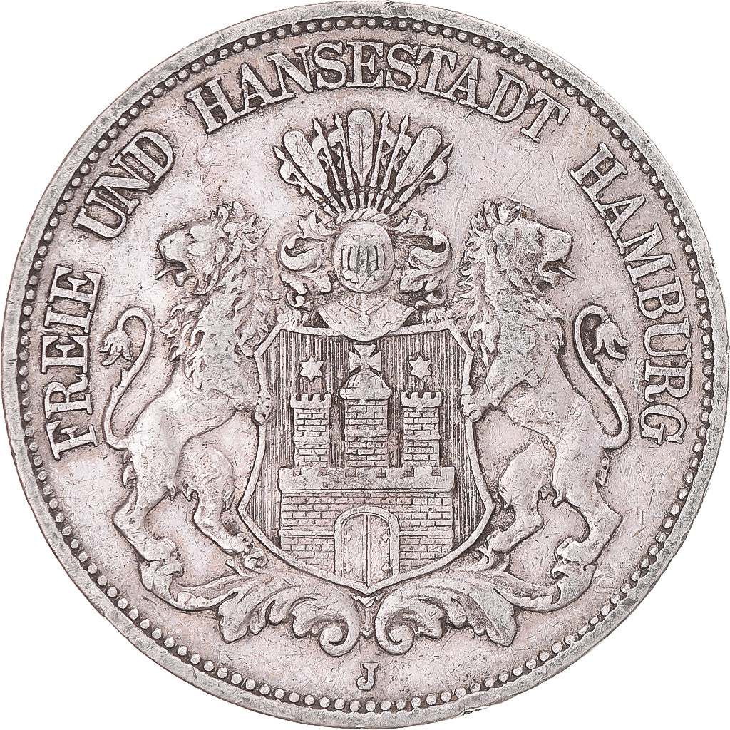 Moneta, Stati tedeschi, HAMBURG, 5 Mark, 1898, Hamburg, BB, Argento, KM:610