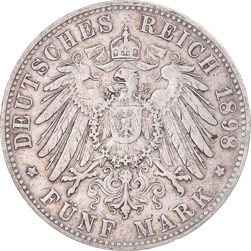 Moneta, Stati tedeschi, HAMBURG, 5 Mark, 1898, Hamburg, BB, Argento, KM:610