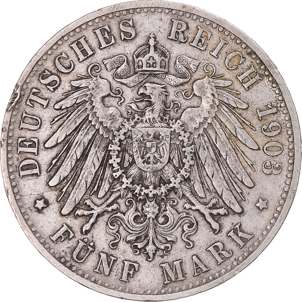 Moneta, Stati tedeschi, WURTTEMBERG, Wilhelm II, 5 Mark, 1903, Freudenstadt