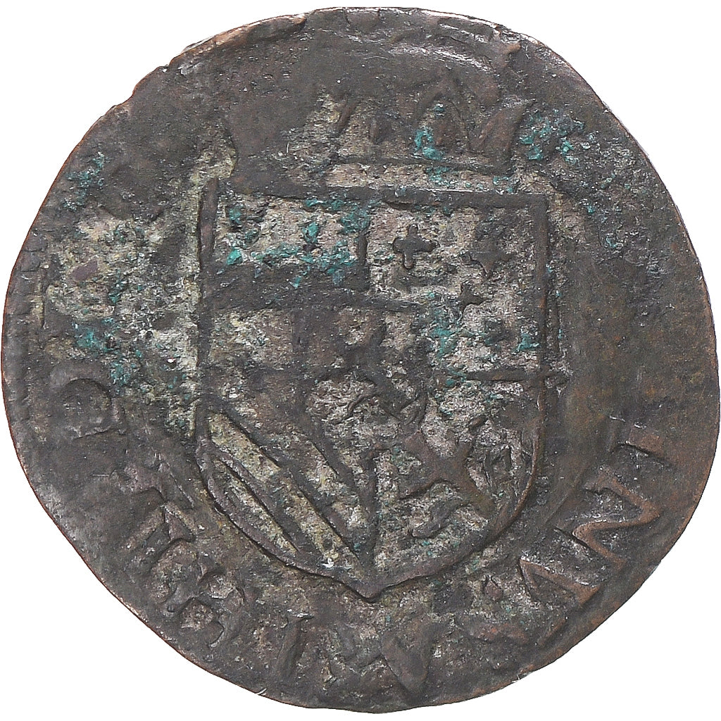 Munten, Lage Spaanse landen, Philippe II, Duit, 1586, Maastricht, FR+, Koper