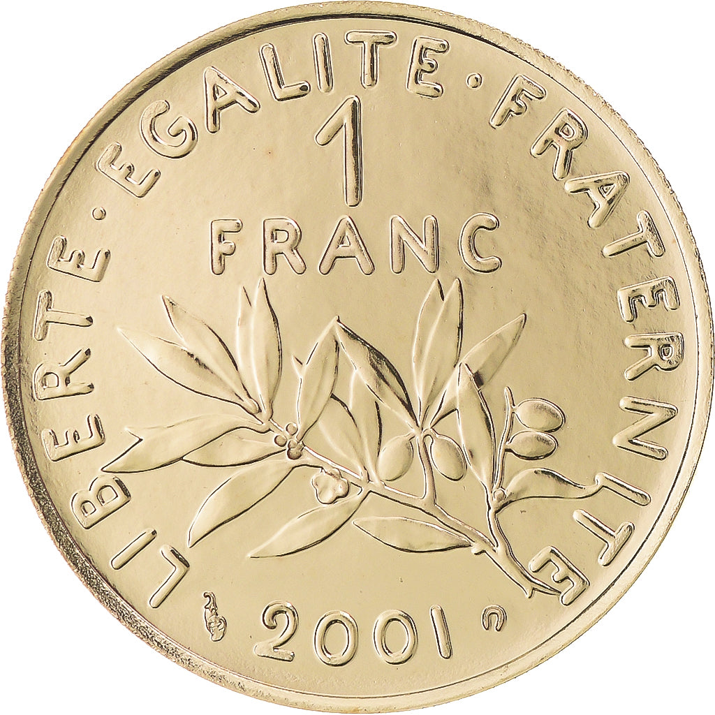 Coin, France, Semeuse, Franc, 2001, Paris, BU, MS(65-70), Gold, KM:925.1a