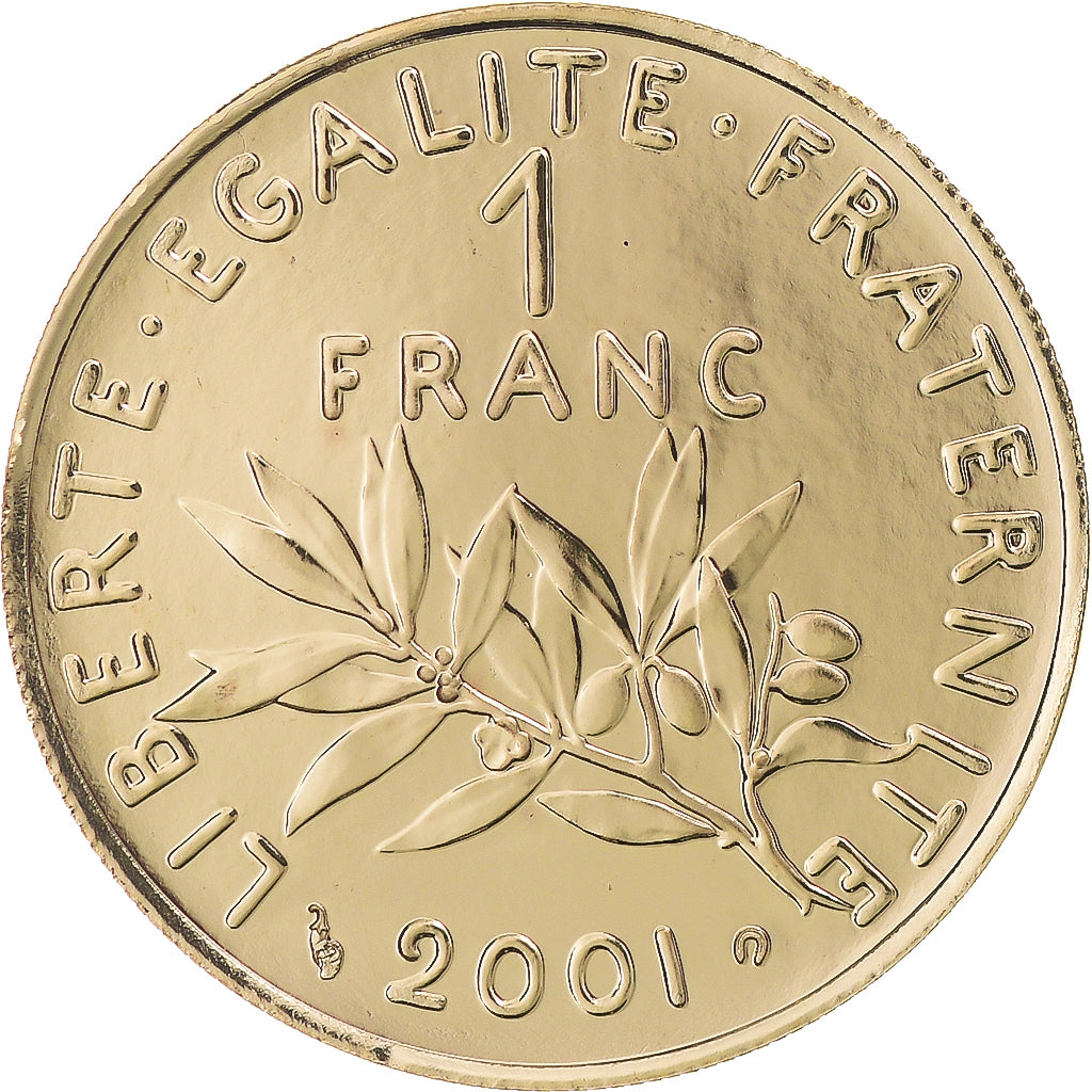 Coin, France, Semeuse, Franc, 2001, Paris, BU, MS(65-70), Gold, KM:925.1a