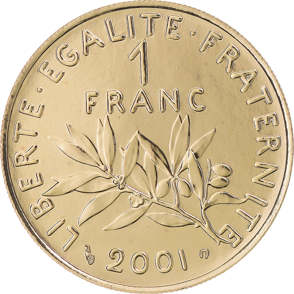 Coin, France, Semeuse, Franc, 2001, Paris, BU, MS(65-70), Gold, KM:925.1a