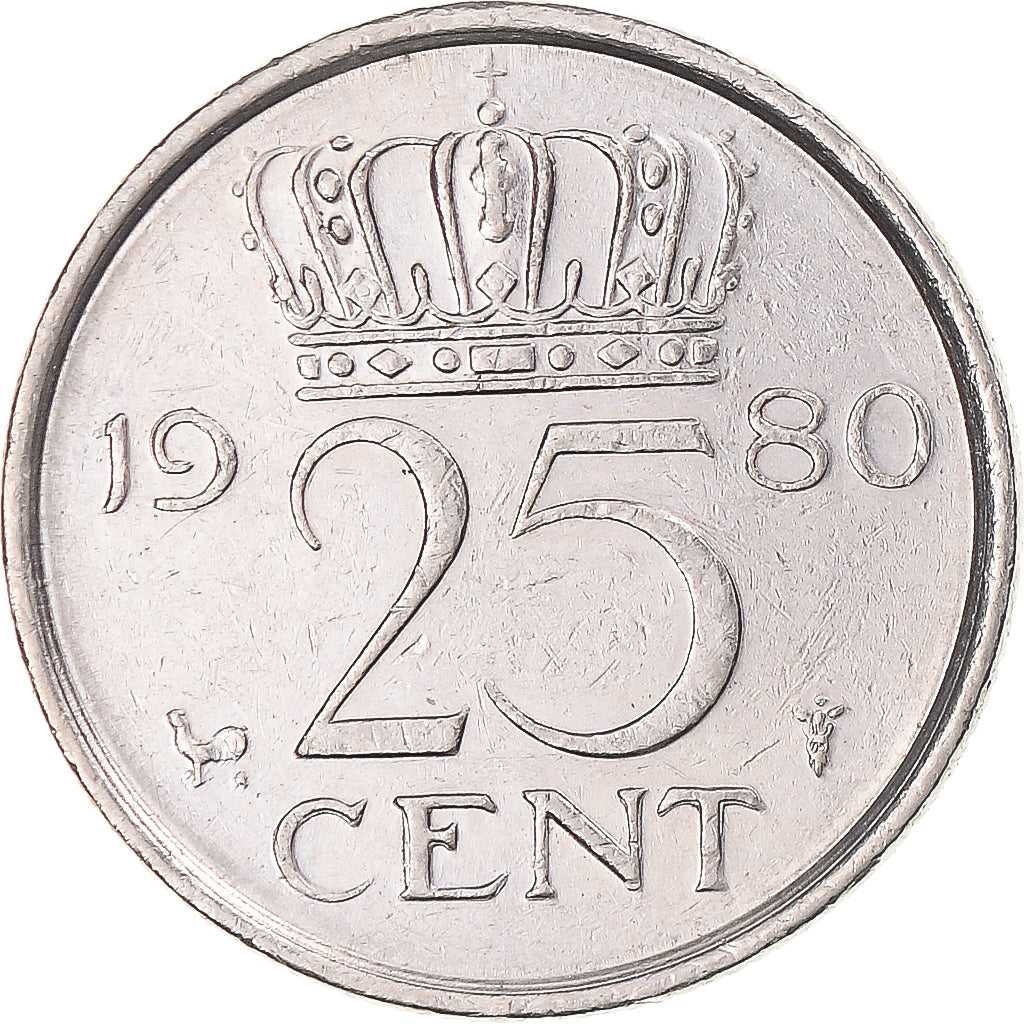 Münze, Niederlande, Juliana, 25 Cents, 1980, Utrecht, SS, Aluminium, KM:Pn136