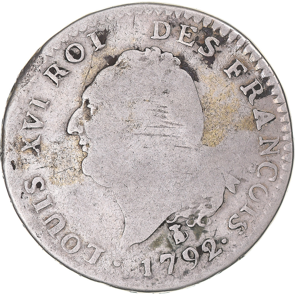 Coin, France, Louis XVI, 30 sols françois, 1792 / AN 4, Nantes, VF(20-25)