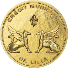 Francia, medalla, Crédit municipal de Lille, Pierre Mauroy, 1985, EBC, Oro