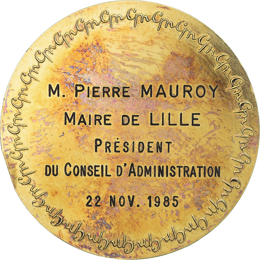 Francia, medalla, Crédit municipal de Lille, Pierre Mauroy, 1985, EBC, Oro