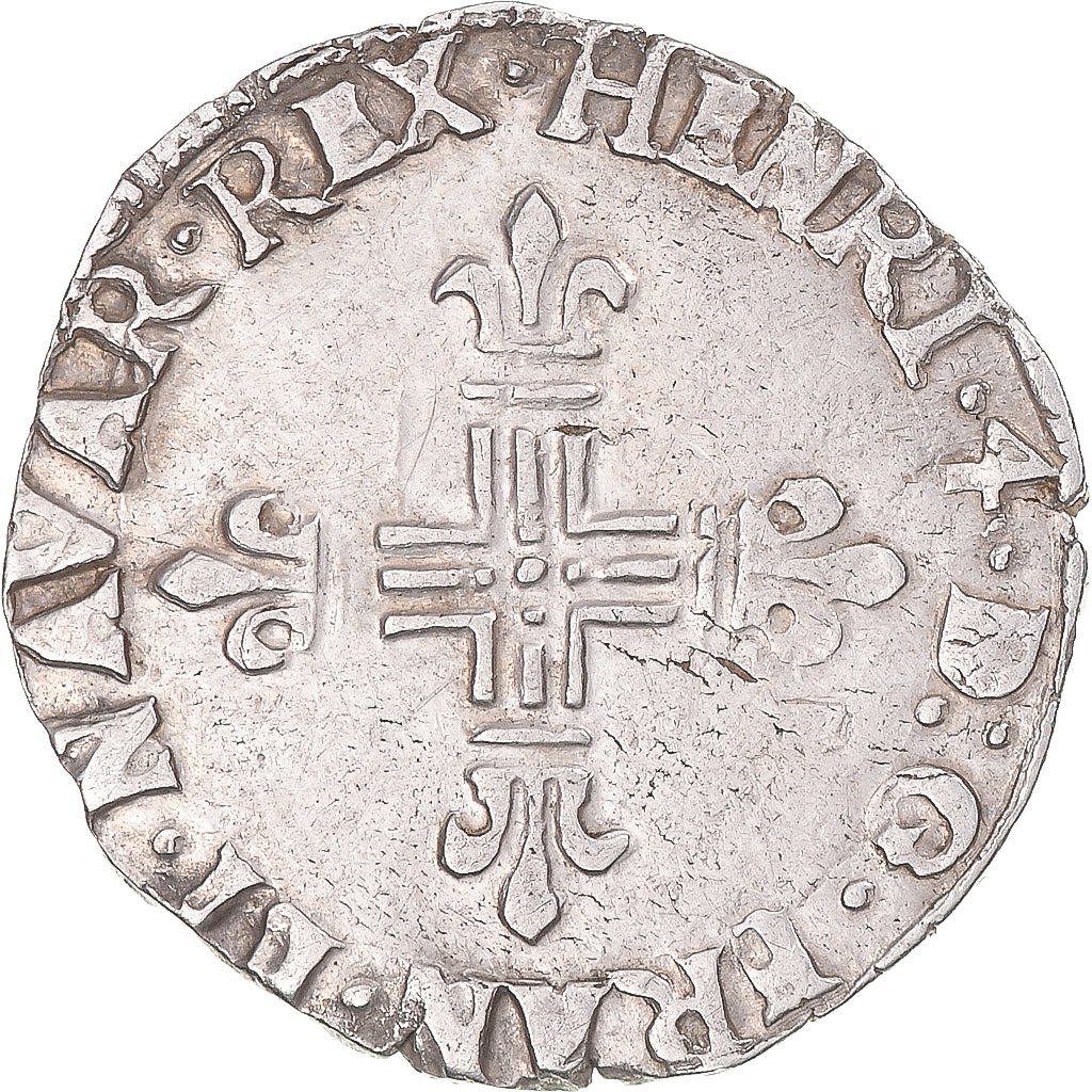 Moneda, Francia, Henri IV, 1/8 écu de Navarre, 1605, Saint-Palais, MBC+, Plata