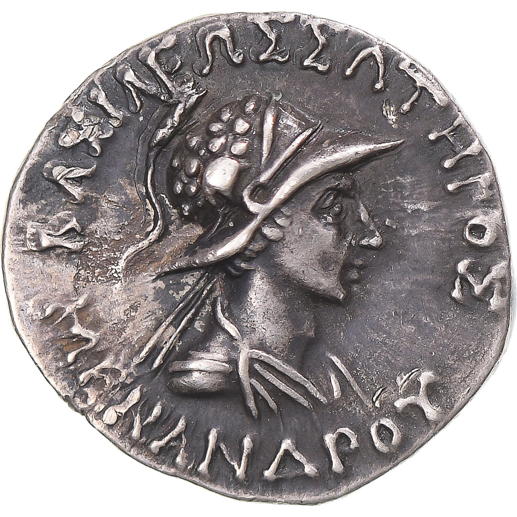 Coin, Baktrian Kingdom, Menander I Soter, Drachm, 160-155 BC, AU(55-58), Silver