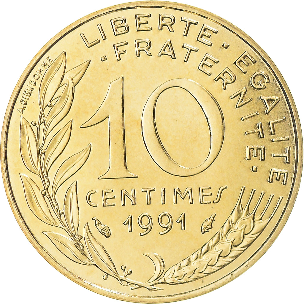 Münze, Frankreich, Marianne, 10 Centimes, 1991, Monnaie de Paris, BU, STGL