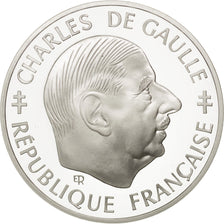 FRANCE, Charles de Gaulle, Franc, 1988, KM #978, MS(65-70), Silver, 24, Gadoury.