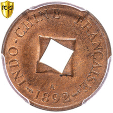 Coin, FRENCH INDO-CHINA, Sapèque, 1892, Paris, PCGS, MS64RB, MS(64), Bronze