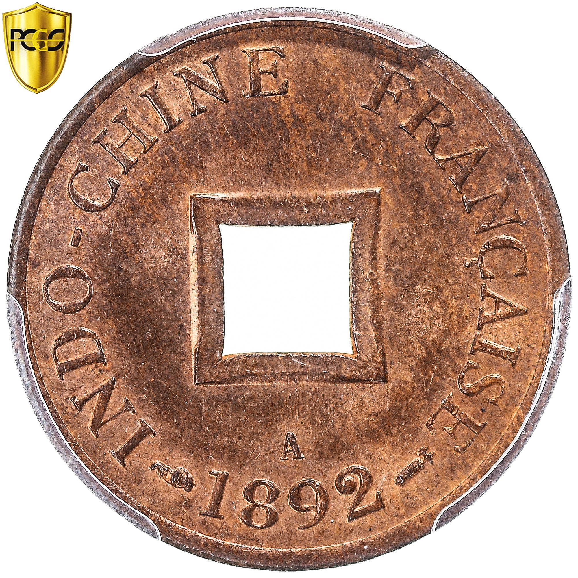 Monnaie, Indochine française, Sapèque, 1892, Paris, PCGS, MS64RB, SPL+