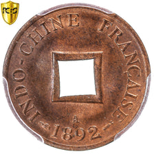 Moneta, INDOCINA FRANCESE, Sapèque, 1892, Paris, PCGS, MS64RB, SPL+, Bronzo