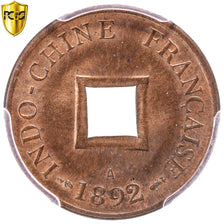 Monnaie, Indochine française, Sapèque, 1892, Paris, PCGS, MS64RB, SPL+