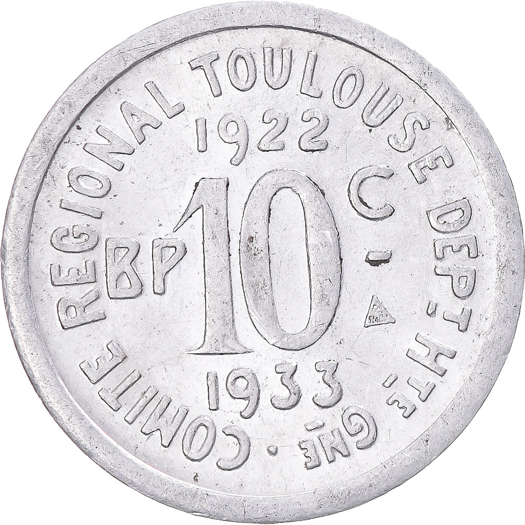 Monnaie, France, Conseil régional de Toulouse, 10 Centimes, 1922-1933, SUP