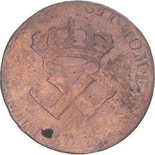Coin, FRENCH COLONIES, Louis XV, 9 Deniers, 1722, La Rochelle, VF(30-35)