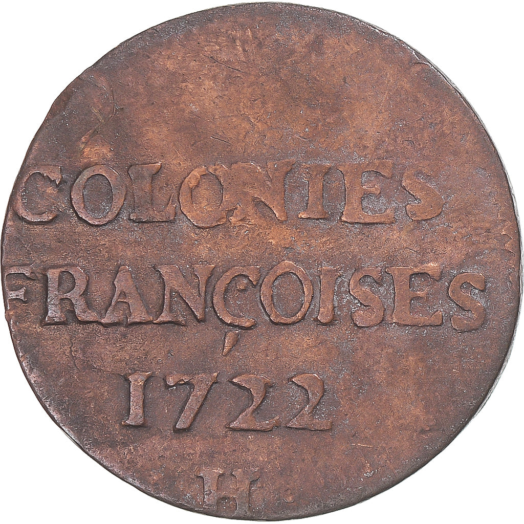 Coin, FRENCH COLONIES, Louis XV, 9 Deniers, 1722, La Rochelle, VF(30-35)