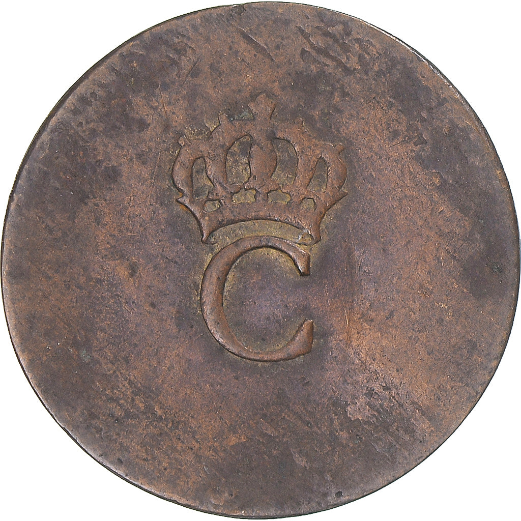 Coin, FRENCH COLONIES, Louis XVI, Sol tampé, EF(40-45), Copper, Lecompte:278a