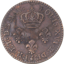 Moneda, GUAYANA FRANCESA, Louis XVI, 2 Sous, 1789, Paris, MBC+, Vellón, KM:1