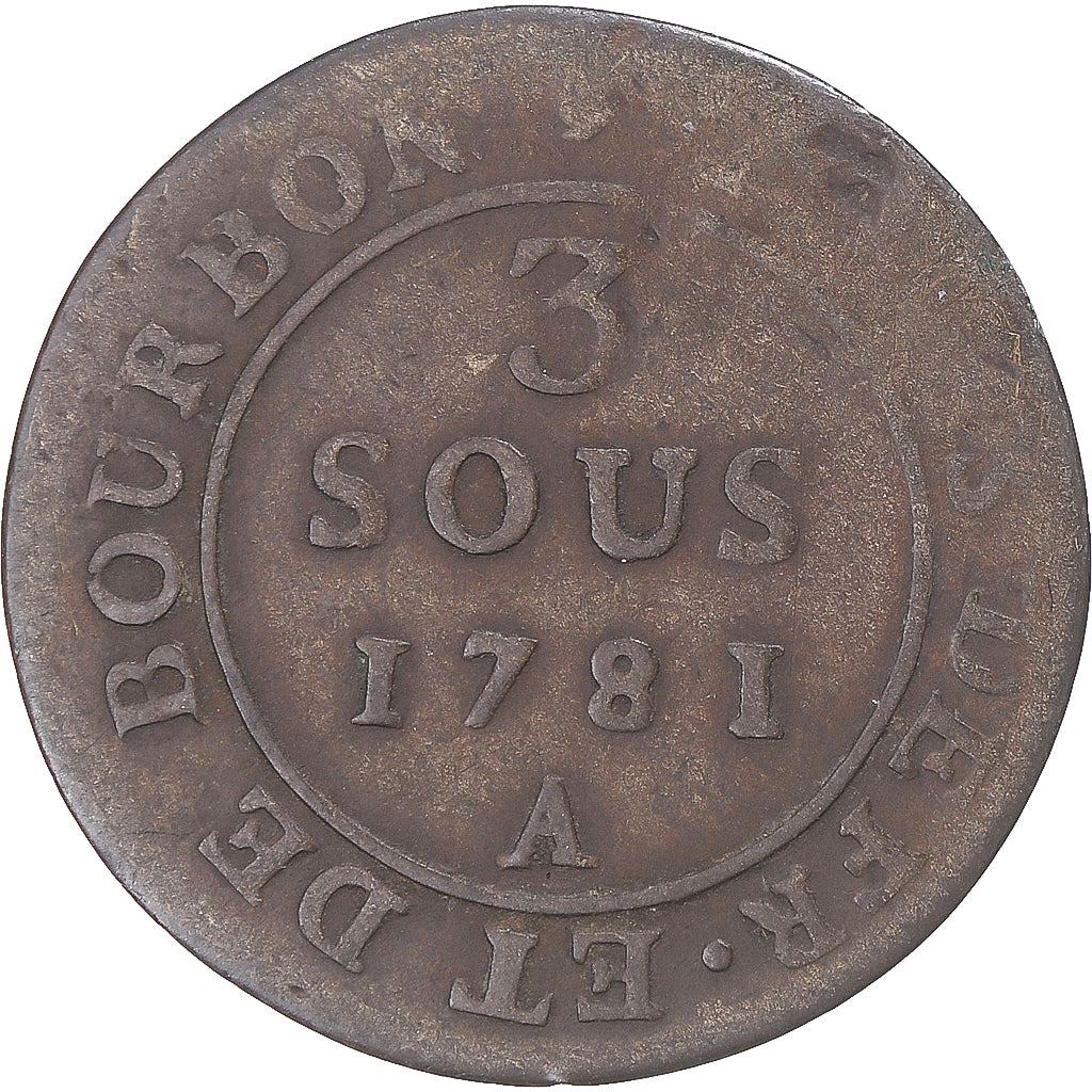 Munten, Frankrijk, Îles de France et de Bourbon, Louis XVI, 3 Sous, 1781